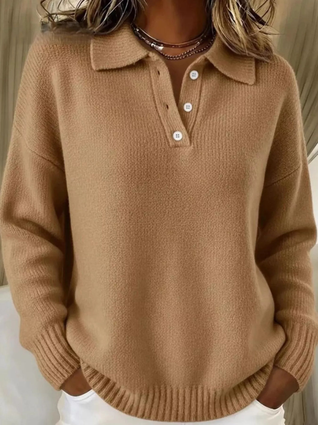 Anna | Miękki sweter z kołnierzem polo