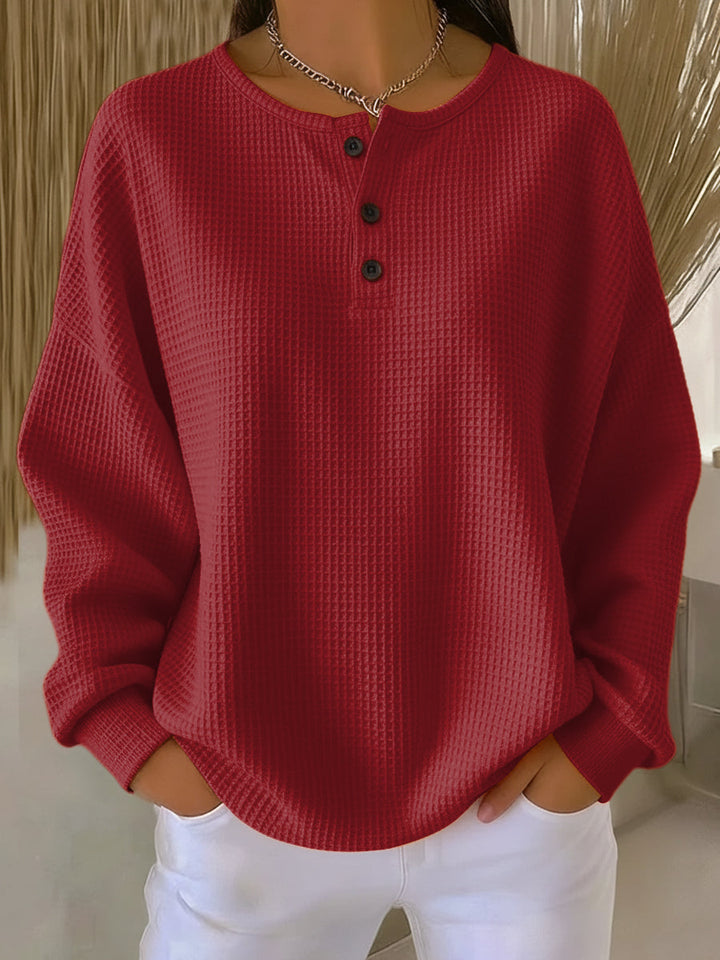 Milena | Bluza Henley o waflowej fakturze