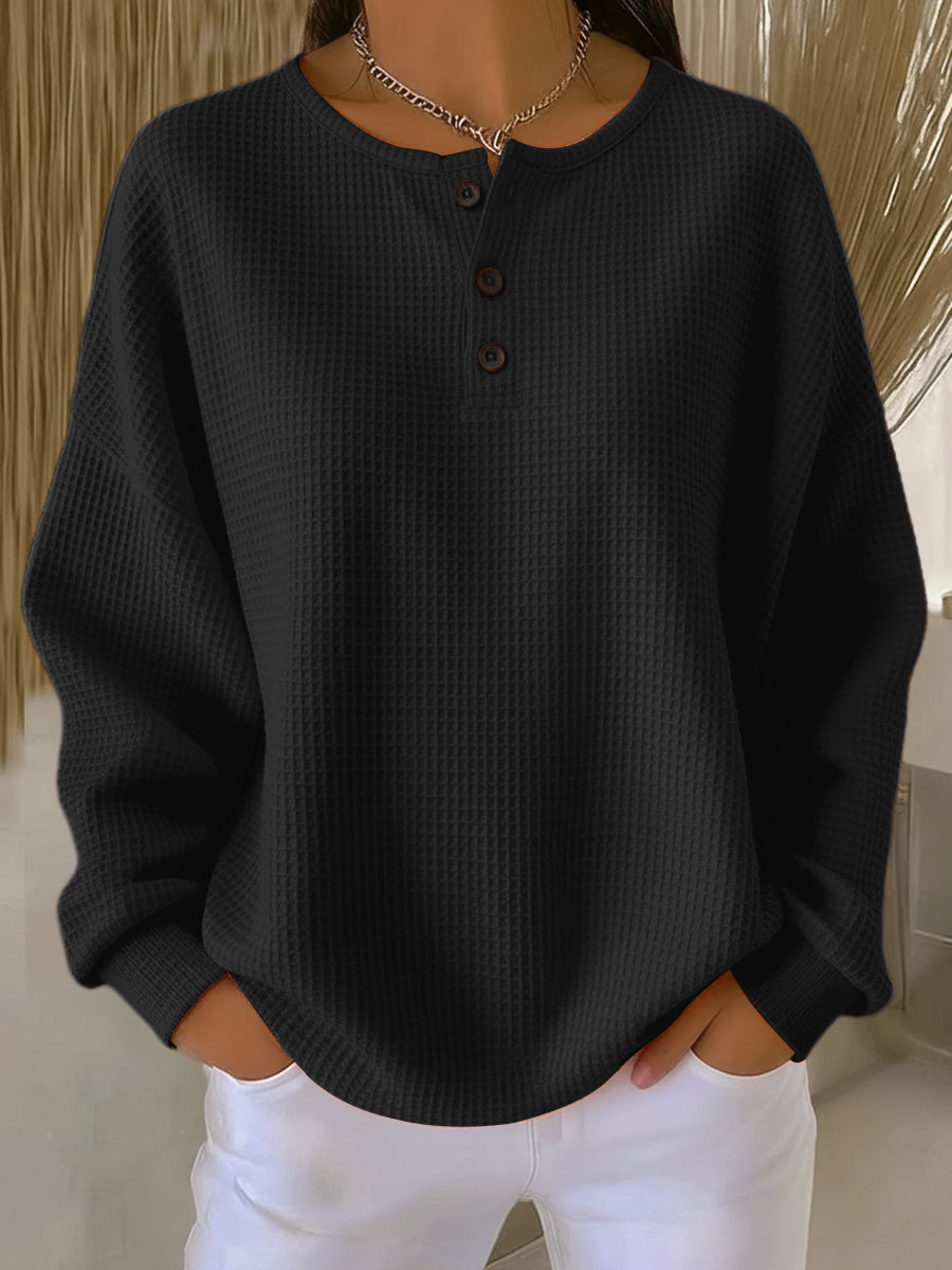 Milena | Bluza Henley o waflowej fakturze