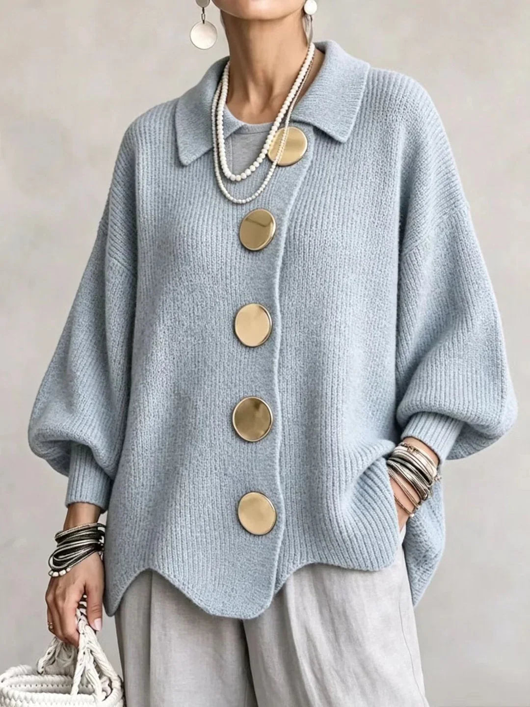 Rina | Elegancki Kardigan Oversize z Efektownymi Guzikami