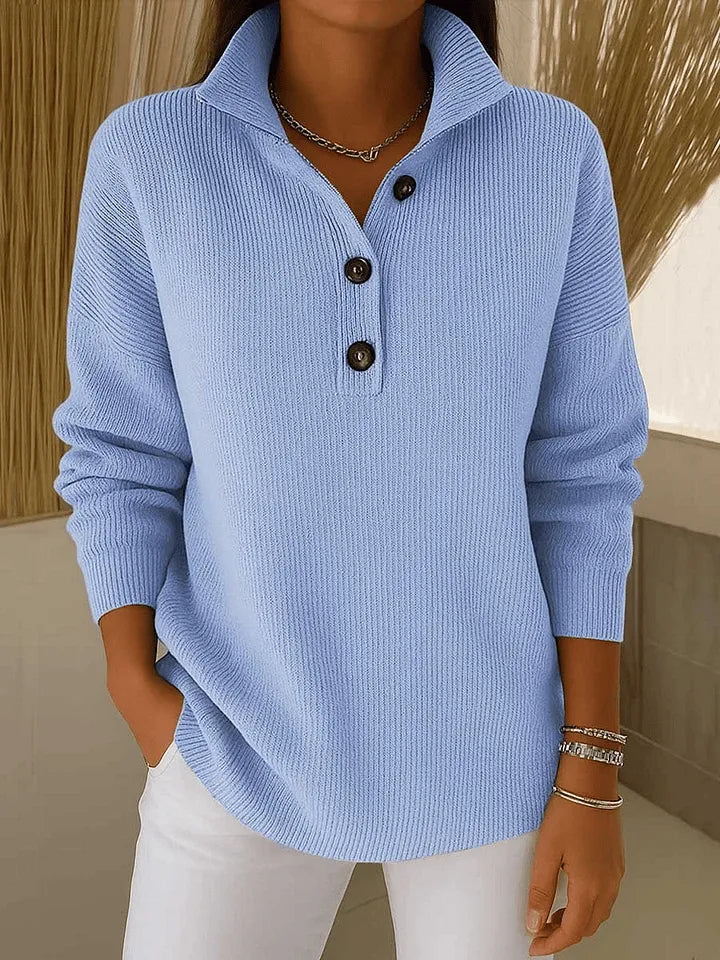 Amelia | Dzianinowy sweter polo z dekoltem V