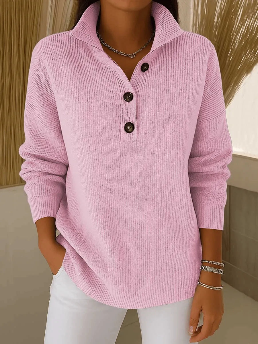 Amelia | Dzianinowy sweter polo z dekoltem V