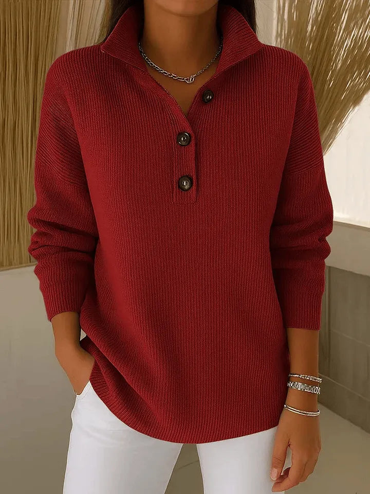Amelia | Dzianinowy sweter polo z dekoltem V
