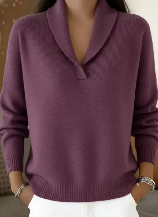 Laura | Elegancki sweter z kołnierzem szalowym