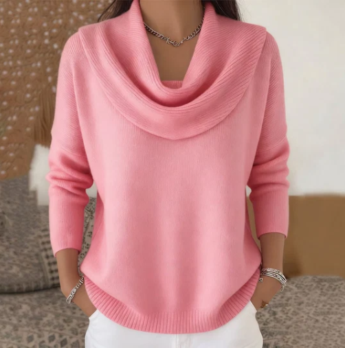 Klara | Elegancki sweter z drapowanym kołnierzem
