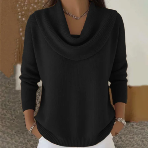 Klara | Elegancki sweter z drapowanym kołnierzem