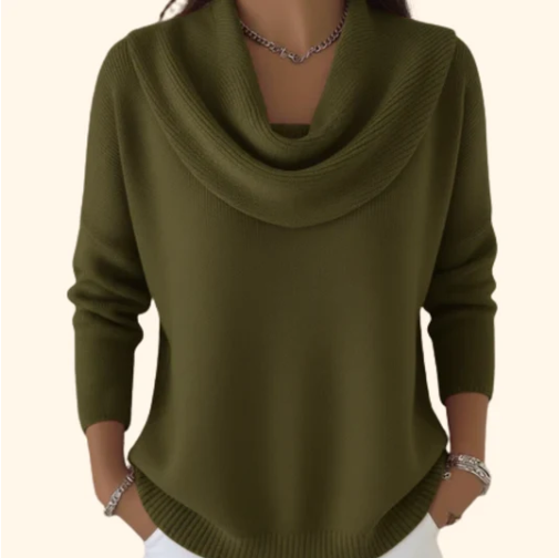 Klara | Elegancki sweter z drapowanym kołnierzem