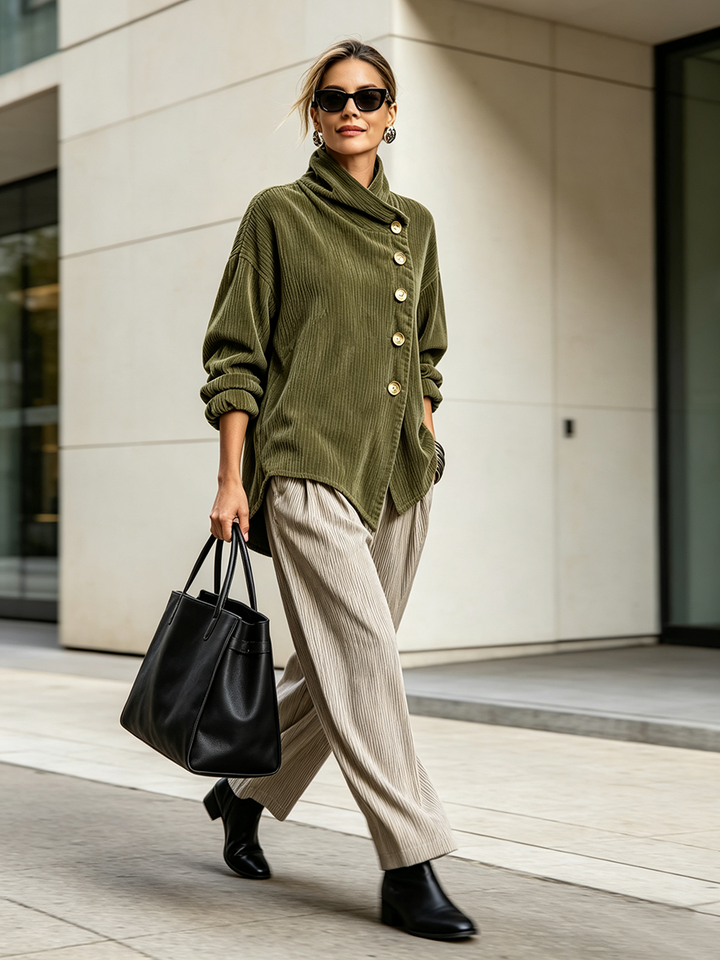 Kalina | Elegancki Sweter Zapinany na Guziki