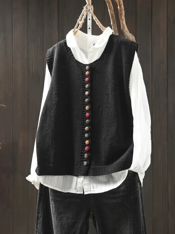 Rina | Elegancka Kamizelka Dzianinowa z Guzikami